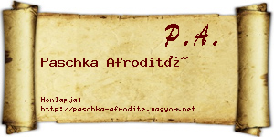 Paschka Afrodité névjegykártya